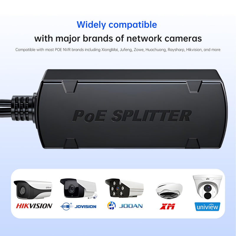 Gigabit PoE Splitter 12V 1.2A Output, 10/100/1000Mbps Ethernet Over Powerline Adapter Power Over Ethernet Adapter for Security Camera CCTV Surveillance ZH252