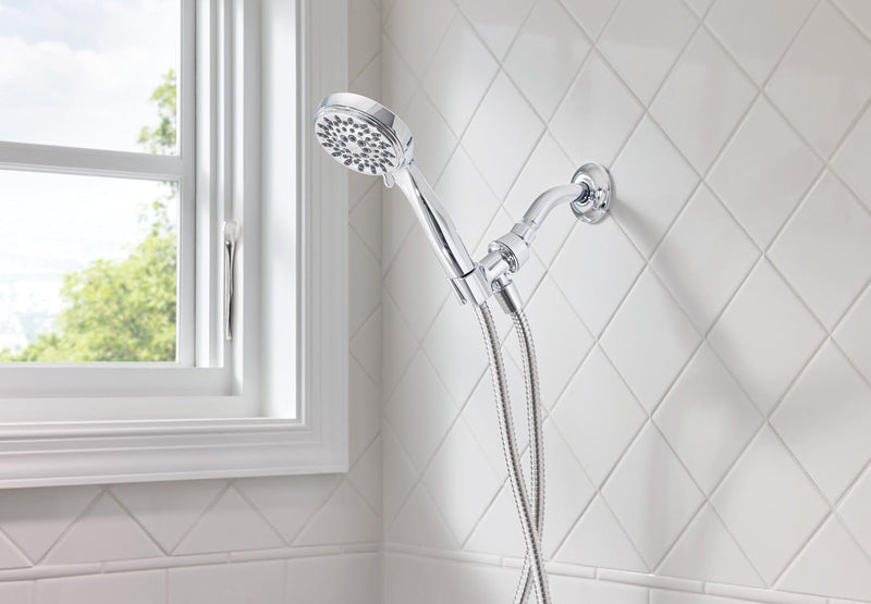 Moen 20016 Ignite Dual Hand Held And Multi Function Shower Head Combo Package With Hose And Diverter, Chrome, 3.75" Pack of 1 Showerhead + Handheld Showerhead