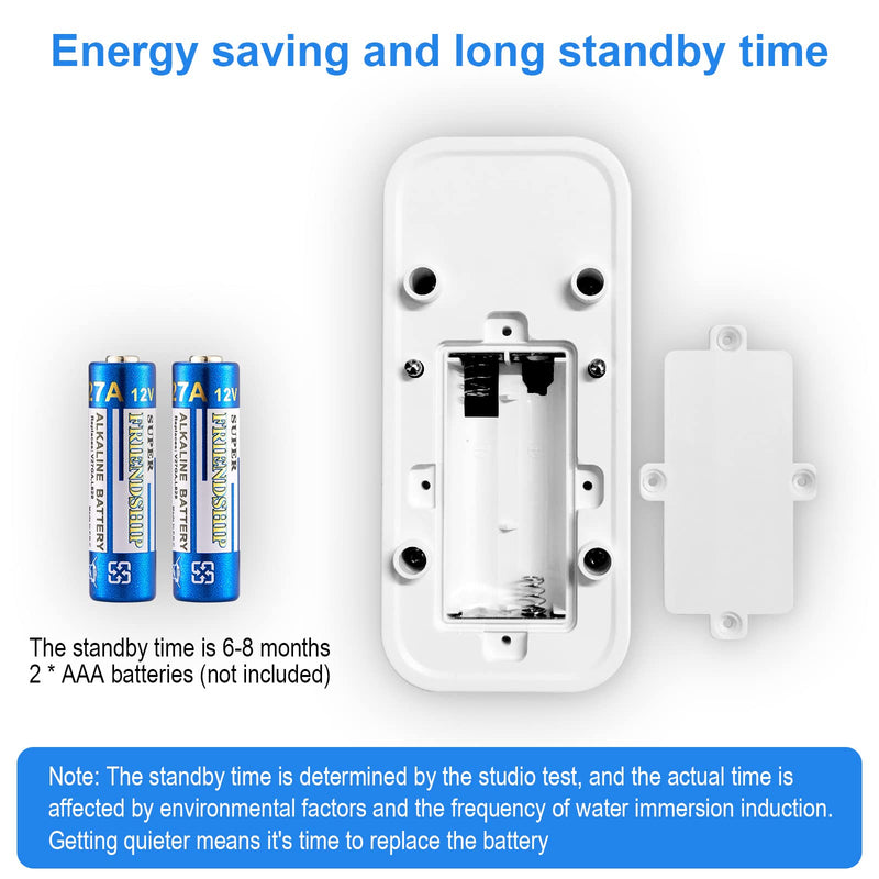 Water Detectors Wireless 90dB Adjustable Audio Alarm Sensor, Sensitive Leak and Drip Alert for Kitchen Bathroom Basement (5 Pack) White-5Pack