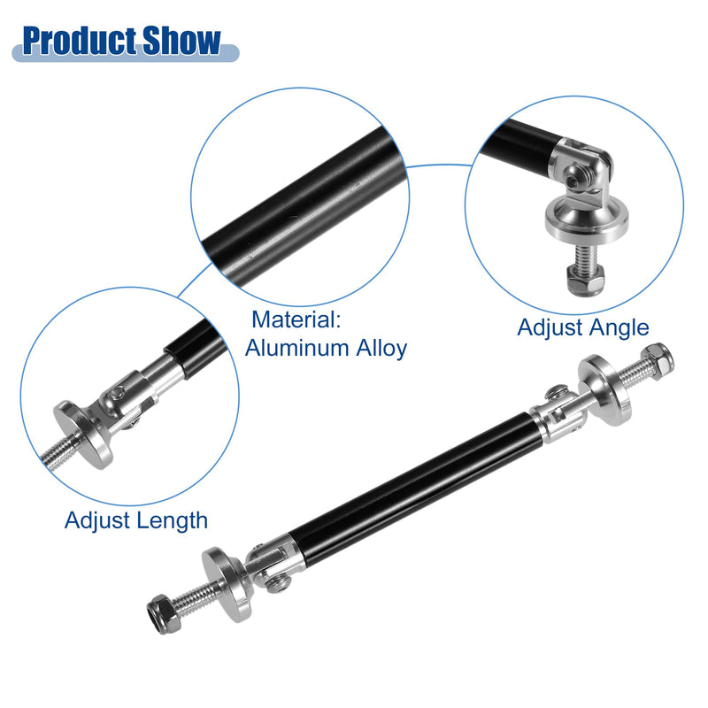 ACROPIX Universal 3"-4" Adjustable Aluminum Alloy 75 mm Front Bumper Lip Splitter Diffuser Strut Rod Tie Bars Splitter Support Rods Black - Pack of 2