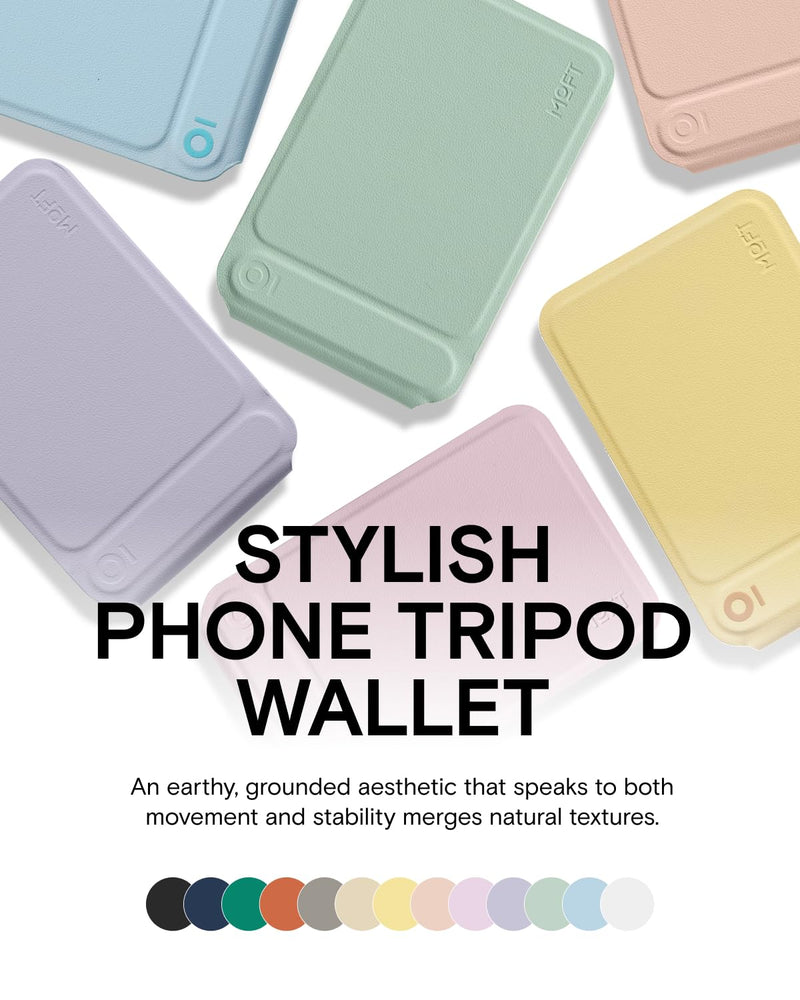 MOFT Phone Tripod Wallet for iPhone, Mulit-Angles, Lightweight & Portable Phone Stand, MOVAS Vegan Leather Magnetic Wallet, Strong Magnets, NFC Card Holder,Travel Essential, Blush (with Card Slot) Blush x With Card Slot