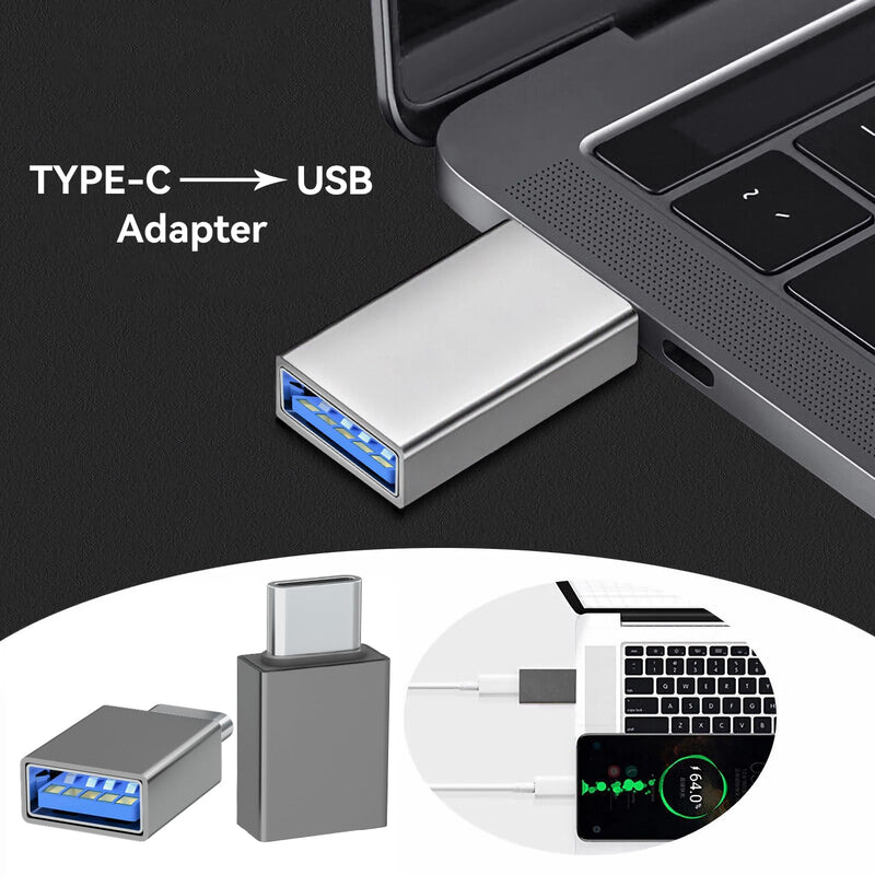  [AUSTRALIA] - USB to USB C Adapter 4-Pack, [2 Type C Female to A Male Charger Converters] & [2 USB C Male to USB Female], for Apple Watch Ultra 8 9, iPhone 15 Pro Max 14 13 12, AirPods (Grey) Grey