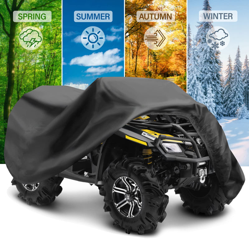 ATV Cover Waterproof, Heavy Duty Windproof Quad Covers, All Weather Protection 4 Wheeler Covers fit for Kawasaki, Honda, Polaris, Yamaha, 86'' (Black, XXL)