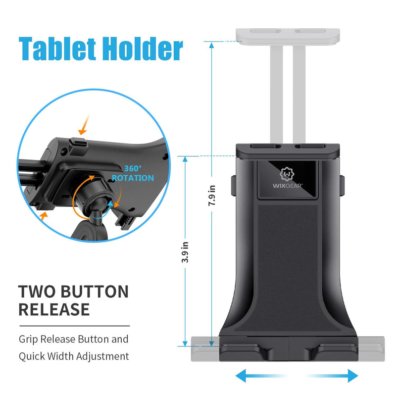WixGear Tablet Holder for Car – Adjustable Cup Holder Mount for iPad, Tablets 7"–10.2", and All Phones, Height Adjustable and Universal Fit