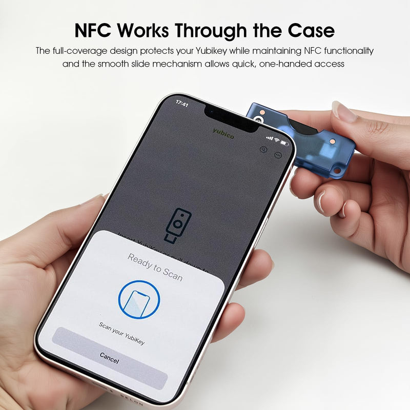 2 Pack Hard PC Flip Holder Protective Cover Compatible with YubiKey 5C NFC, Slide-Open USB-C Security Key Carrying Case, PC Shell for Tap-to-Use Convenience, Lightweight Keychain Protector,Blue Blue 2 Pack