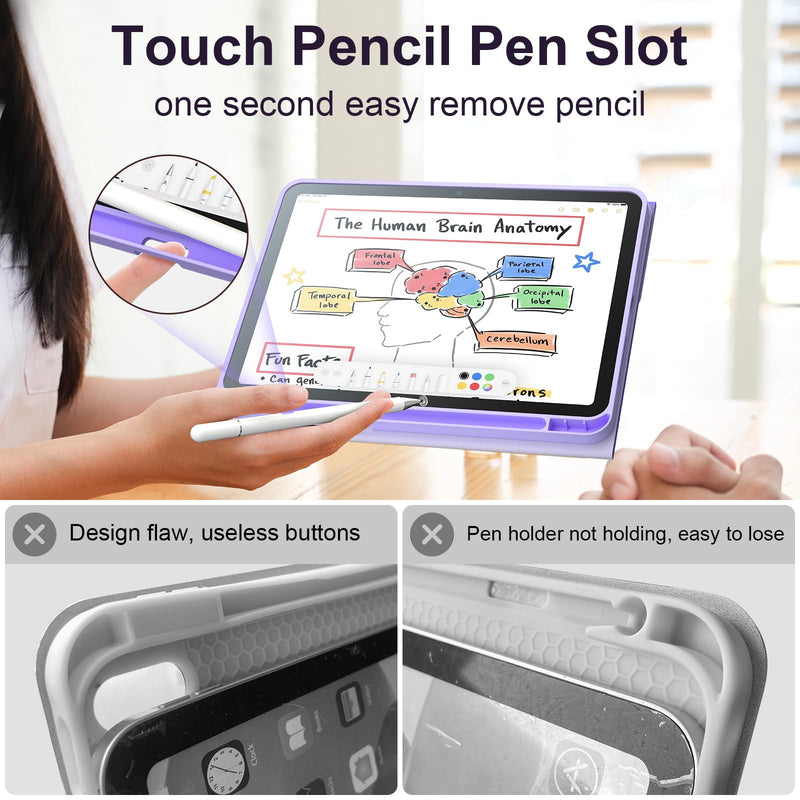 for iPad Air 11"/Air 5/4 Keyboard Case with Detachable Keyboard & Pencil Holder, Bonus Stylus Pen and Mouse, Folio Cover Compatible with Air 11" (M2/M3/M4 2024/2025/2026), Air 5/Air 4 (Purple) Purple