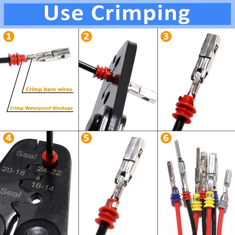 Connector Pins Kit Crimped Terminal Pin Automotive Car Electrical 1/1.5/1.8/2.2/2.3/2.5/2.8/3.5mm Male&Female Wire Seals Removal Tool kit Motorcycle ATV Wire Non-Insulated Plug Crimp Set 950pcs