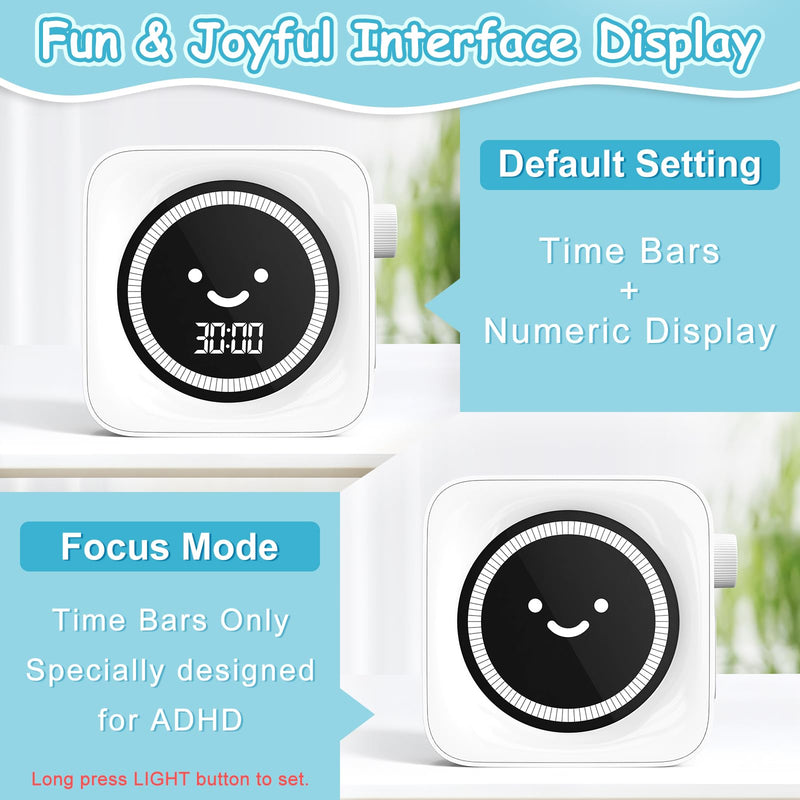 Visual Timer, 99 Minute Digital Kitchen Desk Timer for Office Supplies Home Productivity Management Tool Countdown Count Up, White 1