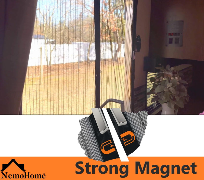 Magnetic RV Screen Door Protector from Mosquito, Strong Magnet Closure, Fly Net Mesh for RV Camper Trailer,Black, 33 x81 inch