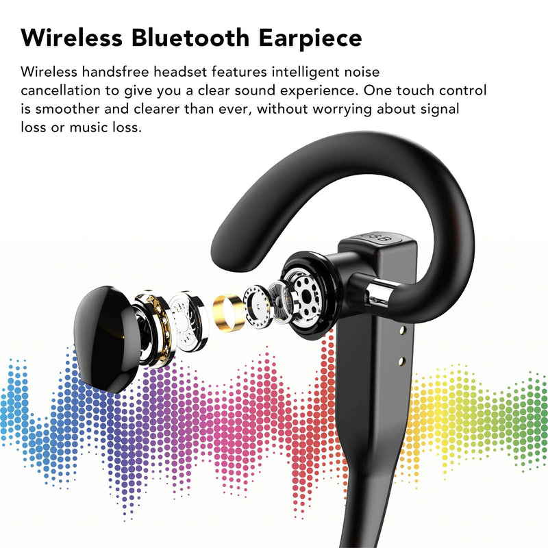 Zopsc Single Ear Wireless Headset, Bluetooth 5.3, LED Display Charging Case, Noise Reduction, 12H Talk Time for Sports Work Travel, in Ear Bluetooth Earpiece Standard Headphones with Charging Compartment