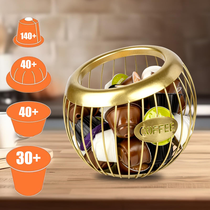 Stainless Steel Cup Coffee Basket pods holder Sturdy for Home or Office Kitchen Counter Organizer Espresso Capsule (GLOD) GLOD