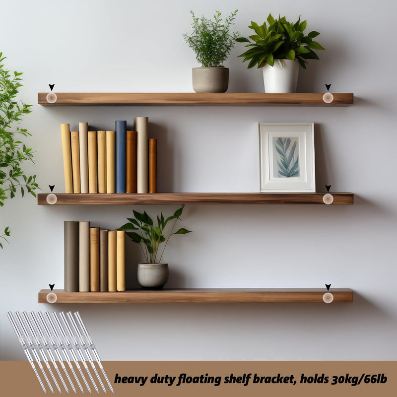 10 Pcs Floating Shelf Invisible Bracket Floating Shelf Supports Metal Blind Wall Mounted Support Hidden Fireplace Mantel Brackets for DIY, Shelving Mounting Hardware Included, 6.5 x 0.39 Inches