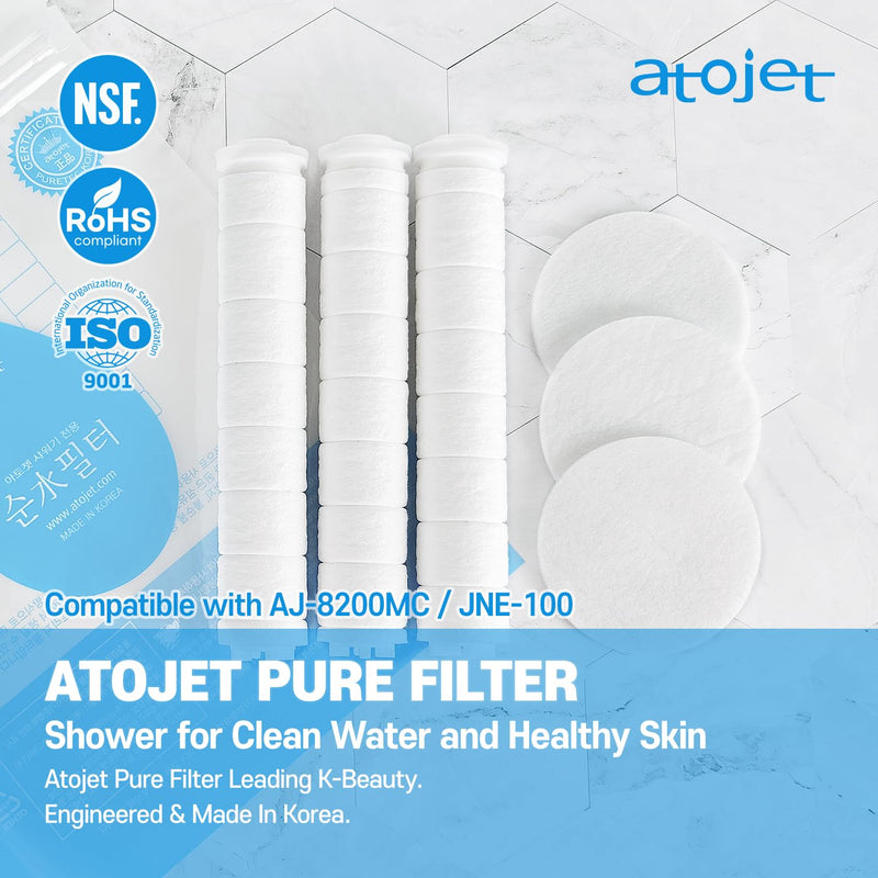 Showerhead Replacement Filters Inspired By Korea's Beauty Culture | Pure Sediment Filters (Head 6pcs+Body 6pcs) for use with AJ-8200 / AJ-8200MC (AJ8200-FLT-6PC) WHITE (6PCS)