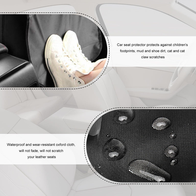 2 PCS Kick Mat Back Seat Protector, Waterproof Car Backseat Protective Kick Mat with 2 Mesh Pockets, Large Vehicle Seat Back Kick Mat Organizer for Kids, Car Accessories 2 PCS