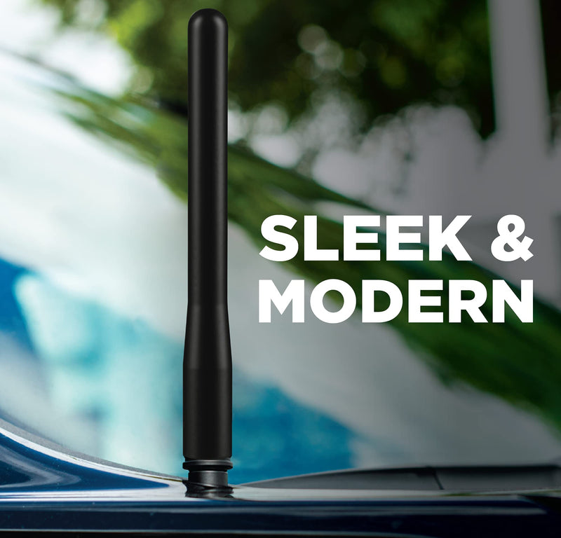 EcoAuto Short Antenna Ford Fits F150 F250 F350 Super Duty, Bronco, Ford Raptor Accessories & Dodge RAM - Anti-Theft Design - Carwash Safe Antenna for Truck 4 Inch Long (Black)