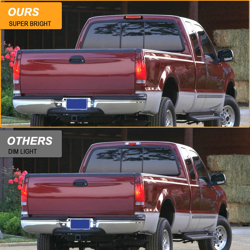 R&F Auto Led Strobe Third Brake Light Replacement for 1999-2016 F250 F350 F450 F550 Super Duty, for Ranger 1993-2011, 3rd Brake Light High Mount Stop Light + White Cargo Light with Seal Gasket M, for F250/F350/F450/F550 (1999-2016) Smoked
