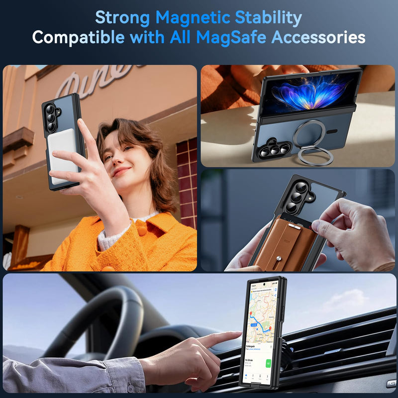 OWKEY for Samsung Galaxy Z Fold 8 Ultra|Fold 7 Case Compatible with MagSafe,[Full Hinge Protection] Magnetic Shockproof Military Translucent Matte Bumper Cover Phone Case for Z Fold 8 Ultra|7 5G,Black Galaxy Z Fold 8 Ultra/Fold 7