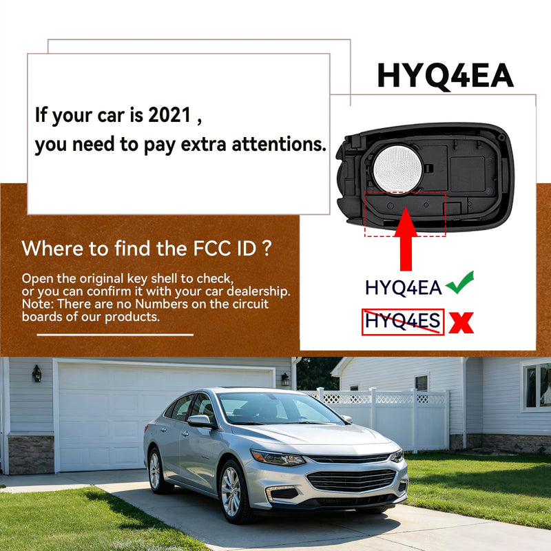 5 Buttons Key Fob Replacement for Chevy Malibu 2016-2021 HYQ4EA | for Chevy Camaro 2016-2020, Cruze 2016-2019, Proximity Smart Keyless Entry Remote, P/N:13529662,13590048 2 Pack