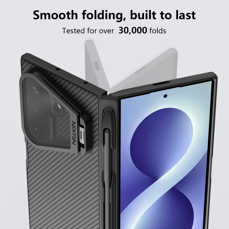 NILLKIN MagSafe Case for Samsung Galaxy Z Fold 8 Ultra with Stylus Pen | Camera Cover Kickstand, Full Hinge Protection, S Pen Holder, Slim Shockproof Magnetic Phone Cover, Black