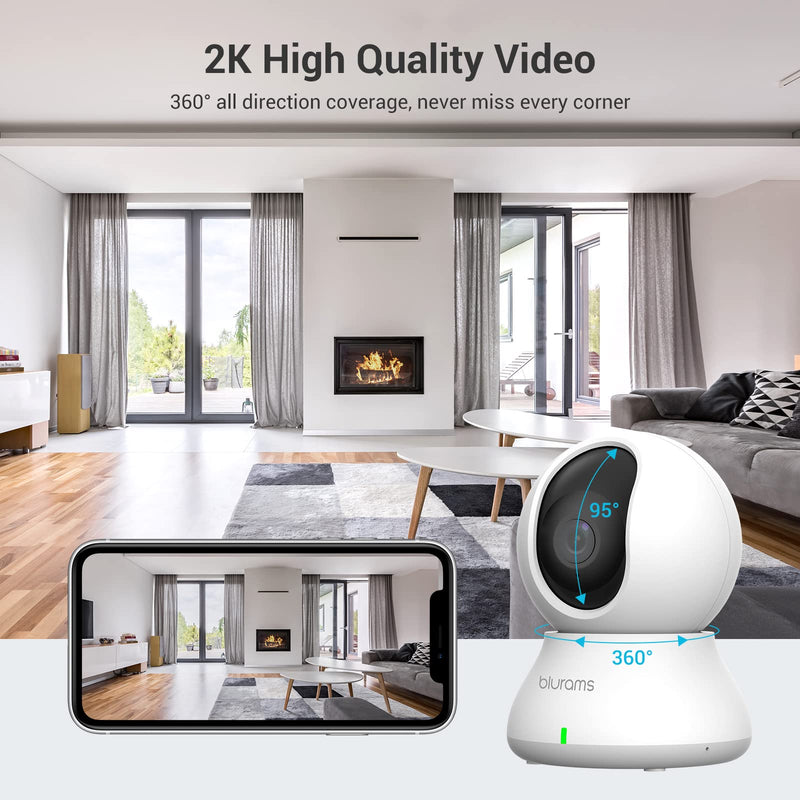 blurams Cameras for Home Security 3Pcs, Security Camera 2K, Indoor Camera for Home/Baby/Dog, Motion Tracking, IR Night Vision, 2-Way Audio, Siren, Compatible with Alexa & Google Assistant & IFTTT