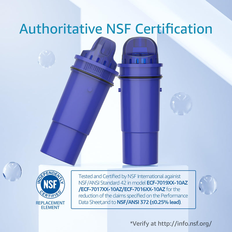 AQUA CREST CF10A Water Filter Replacement for Pur® Plus Pitcher Water Filter, CRF950Z, PPF951K, PPF900Z, PPT700, PPT111, CR1100, DS1800 and All Pur® Pitchers and Dispensers, NSF Certified, 6 Pack