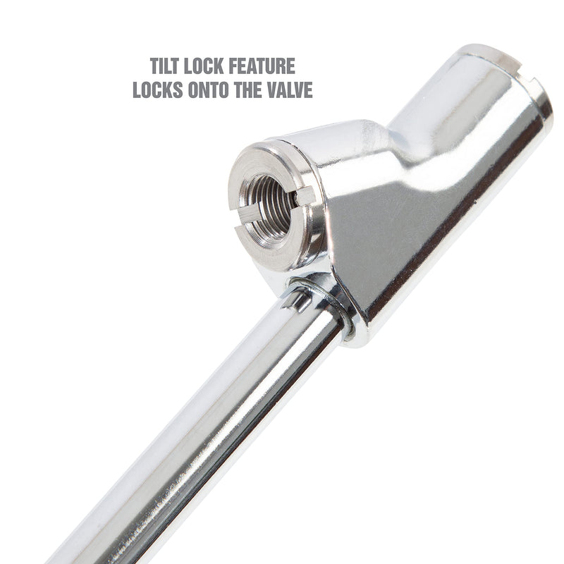 OEMTOOLS 24413 Air Chuck Dual Foot, Tilt Locking Air Chuck for Secure Inflation, Comfort Grip Tire Chuck Handle, 1/4" NPT, 150 PSI Max Dual Head