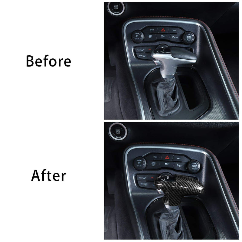 Voodonala for Challenger Charger ABS Carbon Fiber Gear Shift Shifter Knobs Cover Trim for 2015-2025+ Dodge Challenger Charger 2018-2025+ Durango Interior Accessories 3pcs