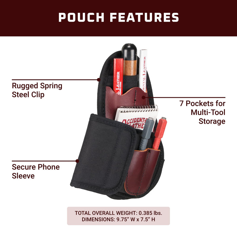 Occidental Leather Clip-On Stronghold Essentials Gear Pocket - Black - 7 Pockets & Tool Holders - Made in USA