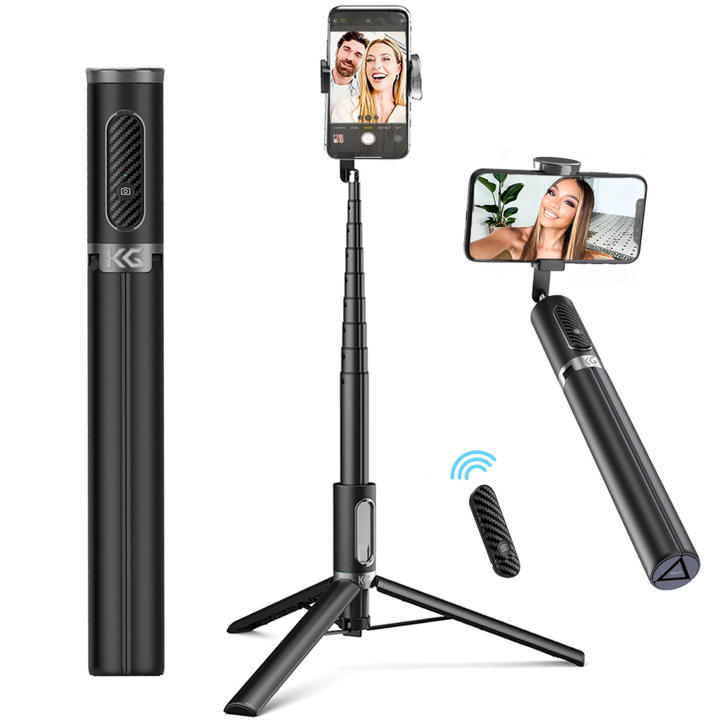 62" Selfie Stick Tripod for iPhone and Android, Portable Travel Phone Tripod with Remote for Video Recording, Extendable Tripod Stand for iPhone 15 Pro Max & Samsung Galaxy S24/S23 Ultra 62 Inch Black