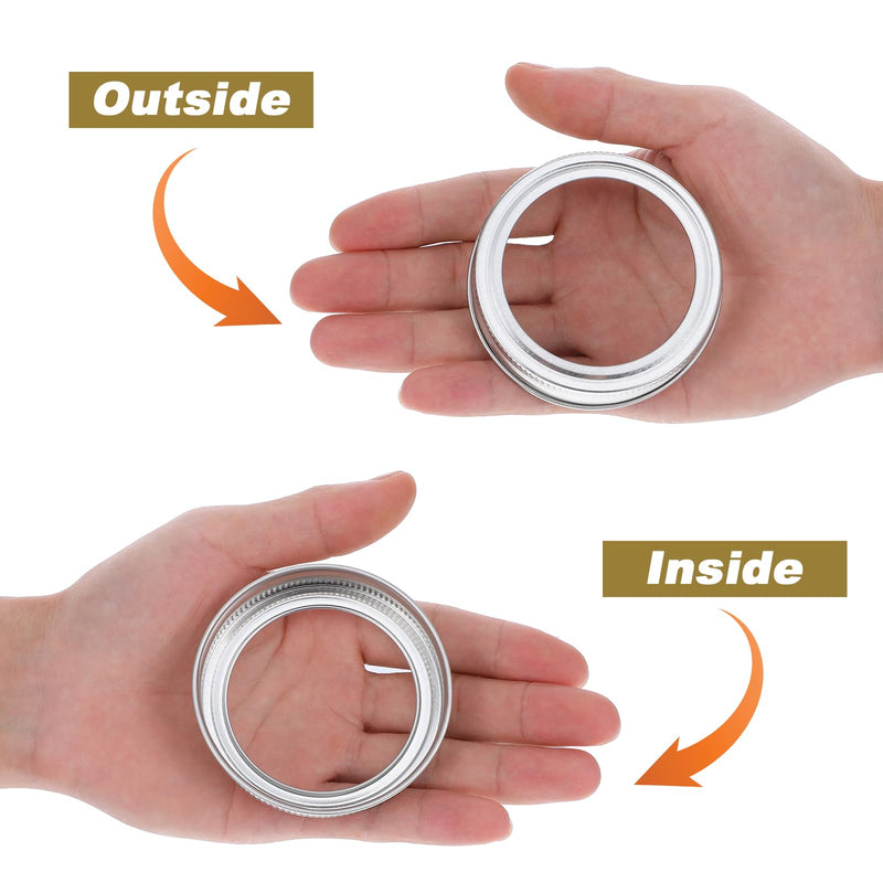 100 Pieces Regular Mouth Canning Rings, 70mm Mason Jar Split-Type Seals Metal Replacement Rings Reusable Leak Proof Replacement Bands for Mason Jars (Silver) 100