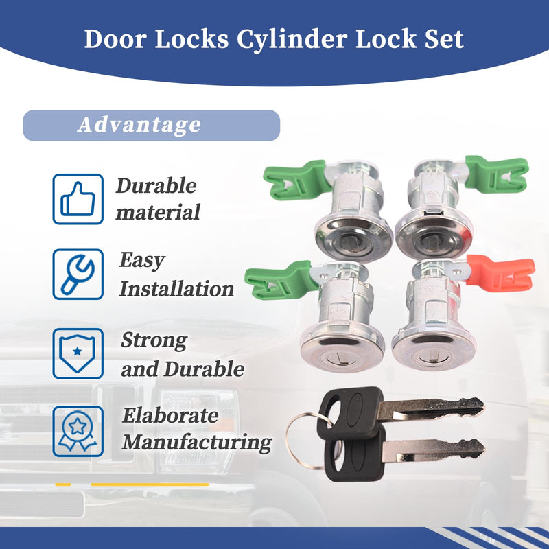 Door Locks Cylinder Lock Set Compatible with Ford Econoline Van/E-150/E-250/ E-350 1997-2018, Replace DL5886 703369 597638