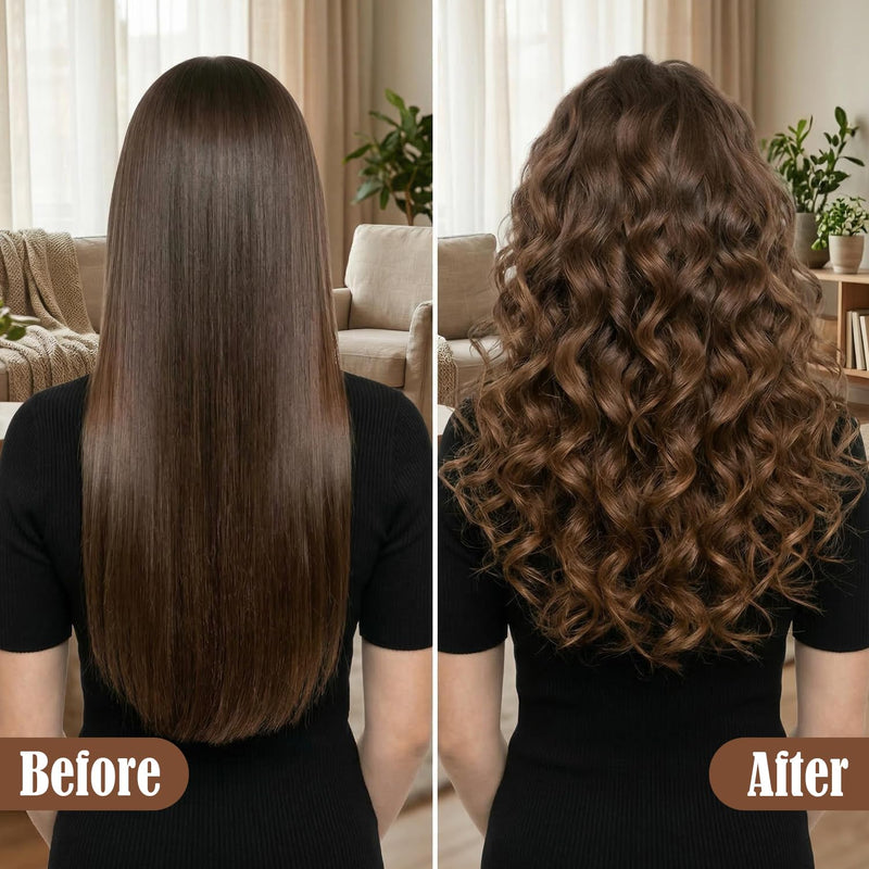 Heatless Curling Rods 3PCS, No Heat Hair Rollers with Satin Bonnet, Overnight Flexi Bars for All Hair Types(Brown) Brown