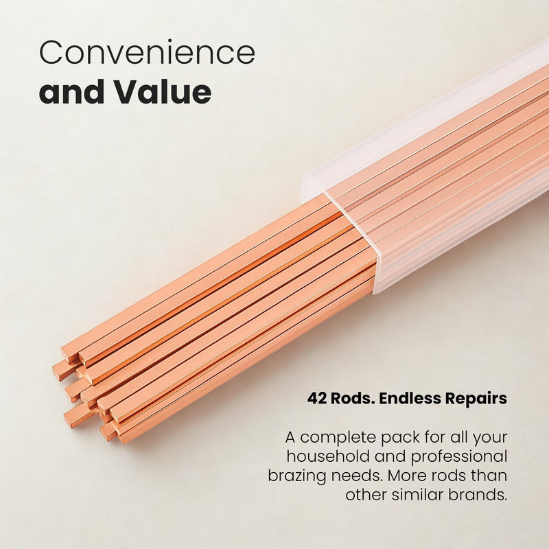 42 pcs Brazing Rods AWS BCuP-5 15% Silver Solder Phos Copper Brazing Alloy Flat Welding Rods 0.050"x1/8"x10" for HVAC, Refrigeration, and Industrial Applications 42