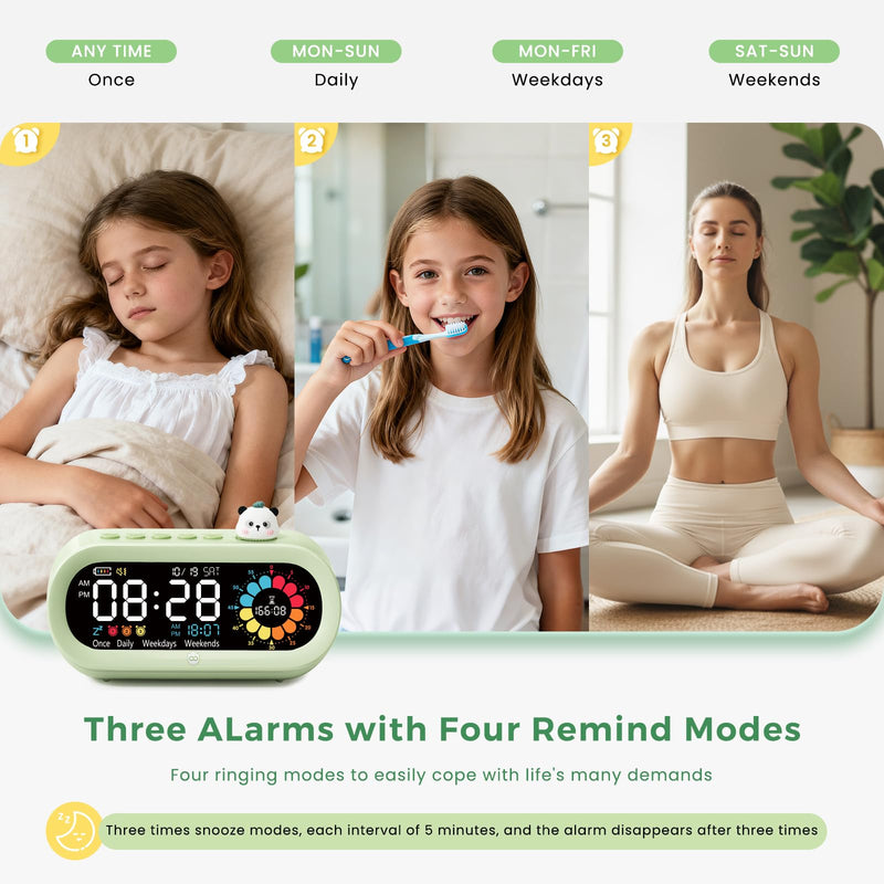 Mooking Digital Alarm Clock for Bedroom, Visual Timer for Kids, 199 Minute Rechargeable Digital Clock with Timers for Home School Supplies Study Teaching Time Timer Management Tool Countdown Timers Green