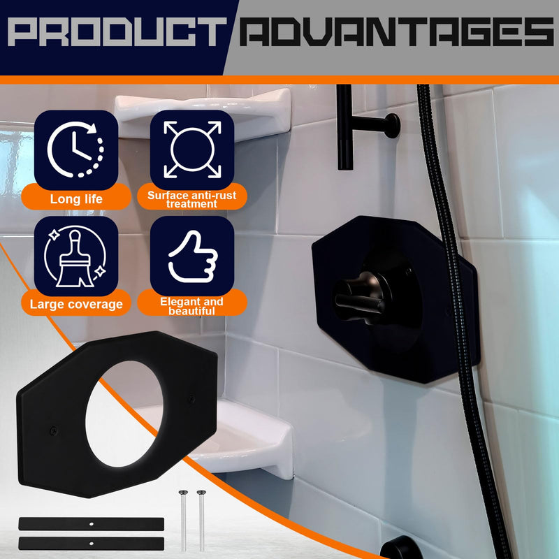 Tandefio 2 Set One Hole Remodel Plate Compatible with Moen Renovation Shower Cover Plate Compatible with Delta Tub Valve for 2 Handle or 3 Handle Shower Updates (13" X 7.5",Matte Black) 13" X 7.5" Matte Blac