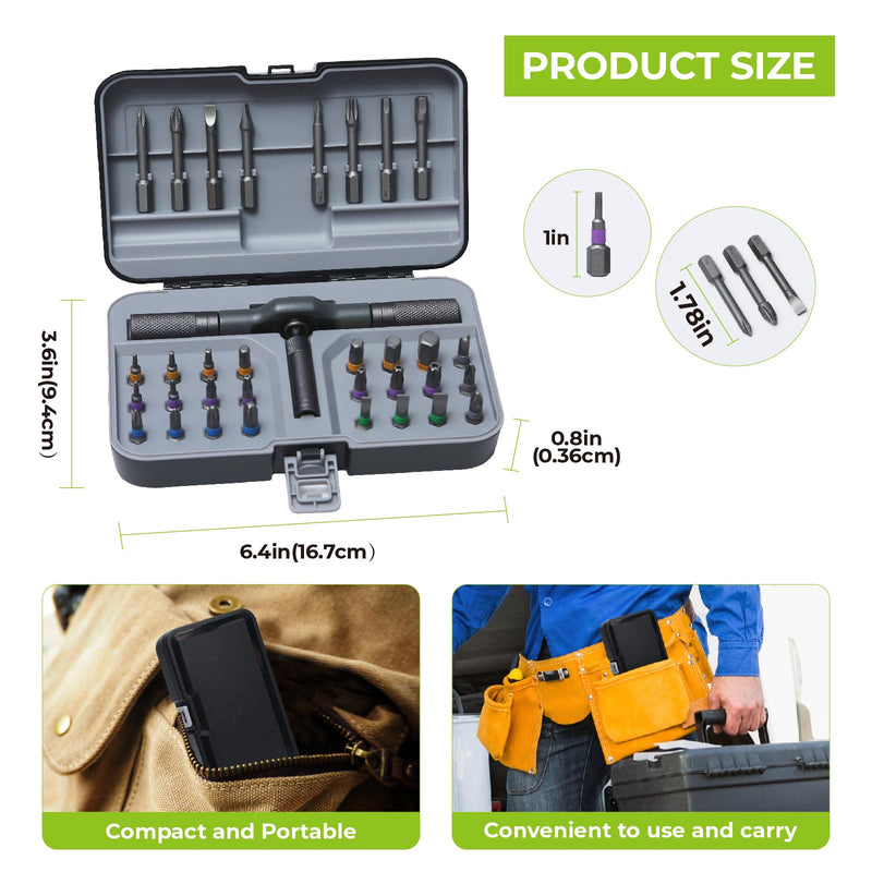 33 in 1 Magnetic Screwdriver Set, Ratcheting Screwdriver Set with Multi Bits & Extension Bar, Handy Repair Tool Kit for Electronics, Computer, Phone, Bicycle, Furniture, PC, Watch & DIY Projects