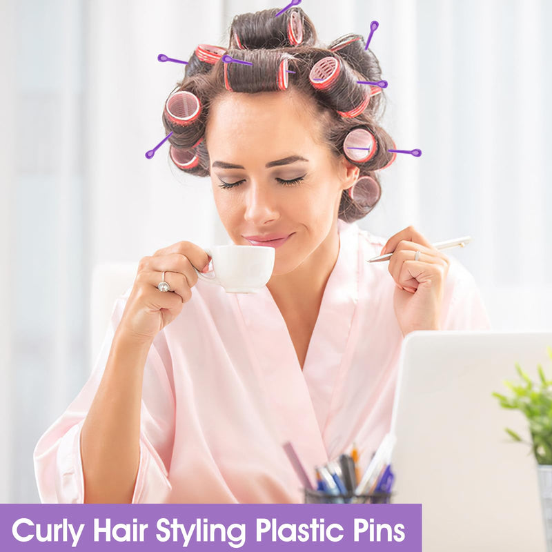 Molain 90 Pcs Brush Roller Pick, Hair Roller Locking Tools | Hair Roller Brush Hair Rollers Plastic Roller Picks, Hair Curlers Roller Pins, for Hair Curling Styling Accessories