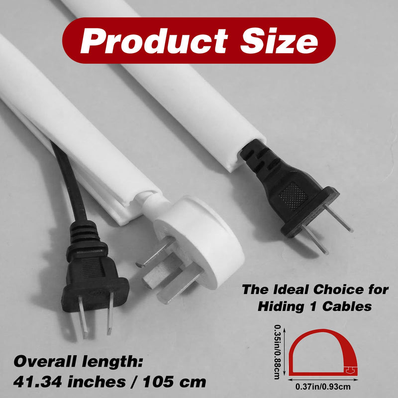 Cord Hider for Wall Mounted TV, 41" Self-Adhesive Cable Wire Cover for Walls, White Flexible Silicone Wire Raceway Management Cord Organizer