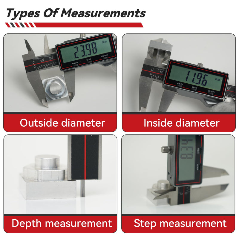 GemRed Wireless Digital Caliper 0-6 Inch/150mm with Data Transfer to Excel/Phone/PC, Stainless Steel Caliper Measuring Tool with Auto-Off, Large LCD Inch/MM for DIY/Household/3D-printing 6 Inch