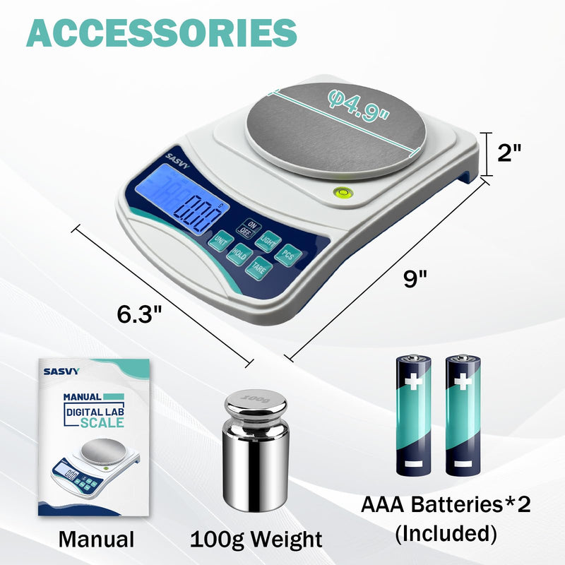 Digital Lab Scale 1000g x 0.01g oz/g/ct/DWT/tl/gn/ozt Precision Electronic Scientific Scale Analytical Balance for Laboratory Jewelry Kitchen, Includes 100g Weight and 2 x AAA Batteries