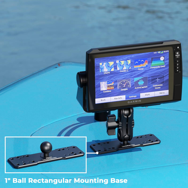 VAZESWIN 1" Ball Aluminum Alloy Fish Finder Mount, AMPS Rectangular Plate | for RAM Mounts B Size 1" Ball Double Socket Arm, Universal Marine Electronic Mounting Plate for Garmin, Lowrance, Humminbird