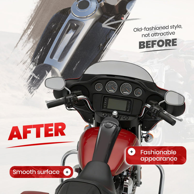 ECOTRIC Smooth Dash Fuel Console & Gas Tank Cap Cover Compatible with 2008-2023 Harley Touring Street Road Glide Electra Glide FLHT FLHX Tri Glide Ultra Limited Gloss Black