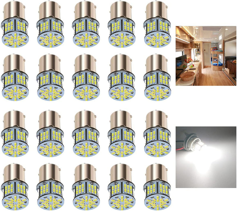 12V RV LED Interior Lights, 20 Packs 1141 1156 1003 1073 BA15S 7506 LED Bulbs for RV Camper Trailer Boat Trunk Interior Indoor Tail Lights, White - 6000K Xenon White