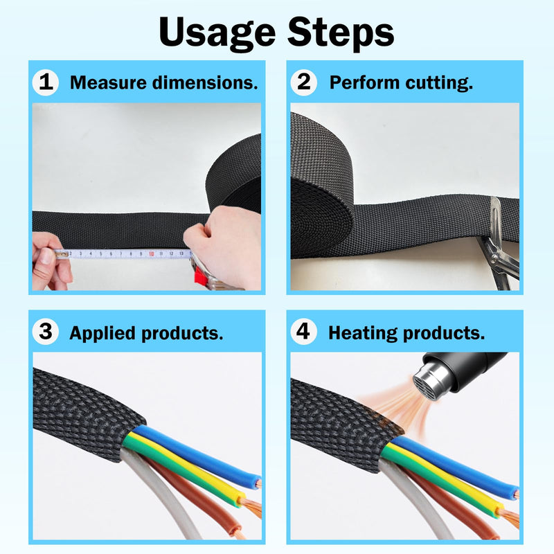 Heat Shrink Wire Loom, 20FT-1/2 Inch 2:1 Nylon Fabric Tubing | Braided Cable Sleeving Abrasion Protection for Managing Wires, Cables, Hoses 1/2''×20ft