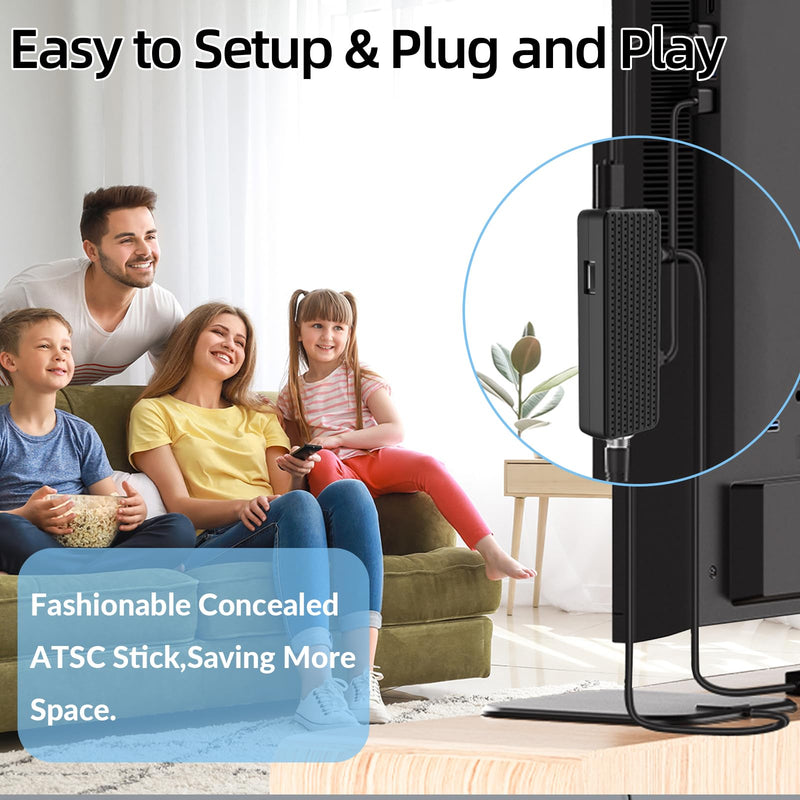 Digital Converter Box for TV,1080P ATSC tv Tuner Box with hdmi Output and 3RCA Cables Hidden Behind TV，with Power Adapter，2-in-1 Remote，TV Program Recording&Playback,USB Media Player