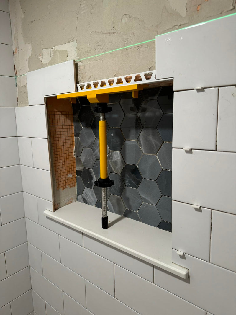 Patented Planum Tile Niche Supporter – Shower Niche Tiling Tool Kit for Home Remodeling & Construction | Aluminum Support for Installing Ceramic & Porcelain Tile Niche Shelves