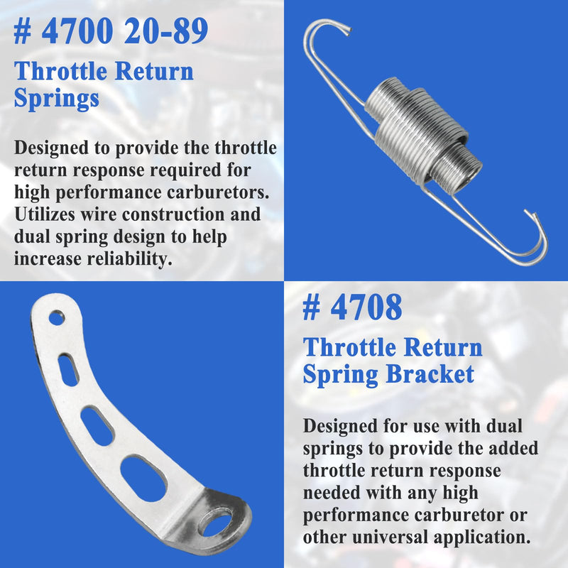 2Sets 4708 Throttle Return Spring Bracket, with 59207 Throttle Return Springs (12 Springs)