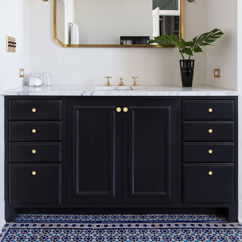 Yiking Soild Brass Brushed Gold Cabinet Knobs - Heavy Duty Real Brass Dresser Knob,Modern Round Gold Closet Door Pulls Small Gold Hardware for Kitchen Bathroom Bedroom Furniture 4pcs 1-5/16in 4pcs 1-5/16"(33mm)