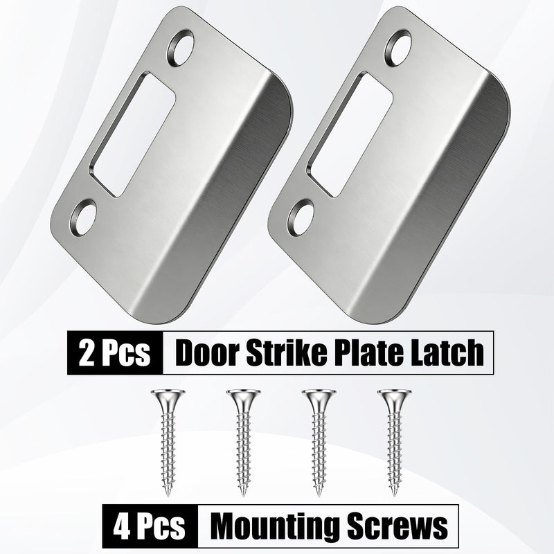 2 Pack Extended Strike Plate Round Corner Extended Lip Doors Strike Plate Extender 2-1/4" x 1-3/4", (2-1/4" Overall Length)(2.25 x 2.25 Inch,Silver) 2.25 x 2.25 Inch Silver