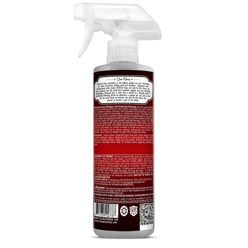 Chemical Guys TVD11116 G6 HyperCoat High Gloss Coating Protectant Sprayable Dressing (Works on Vinyl, Rubber, Plastic, Tires and Trim) Safe for Cars, Trucks, Motorcycles, RVs & More, 16 fl oz 16 Fl Oz (Pack of 1)